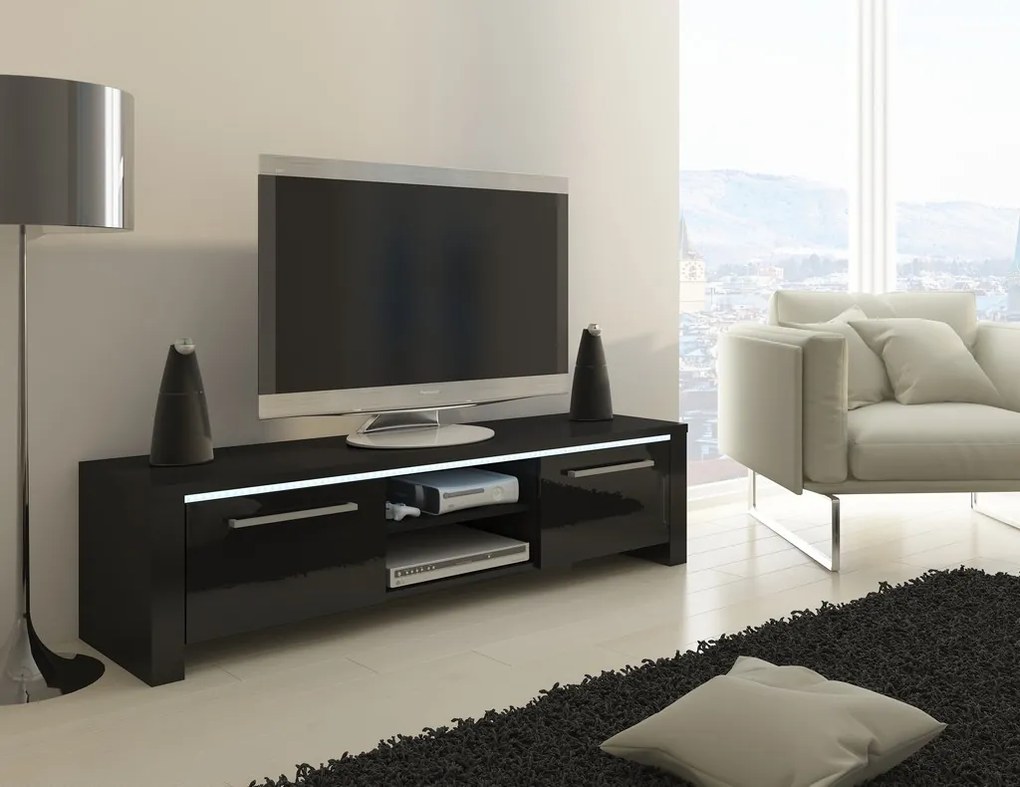 TV asztal/szekrény Helix (fekete + fényes fekete). 780042