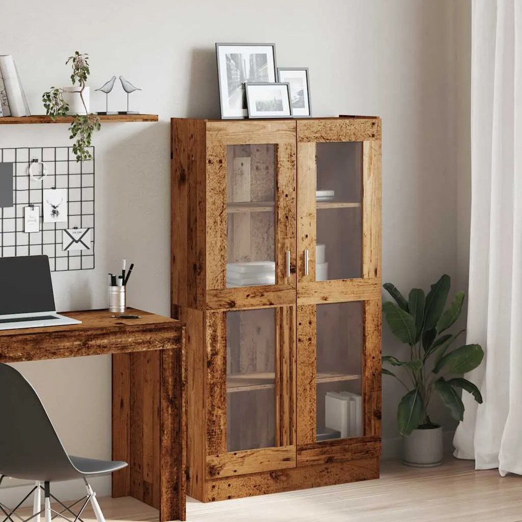 antik fa színű szerelt fa magasszekrény 82,5 x 30,5 x 150 cm