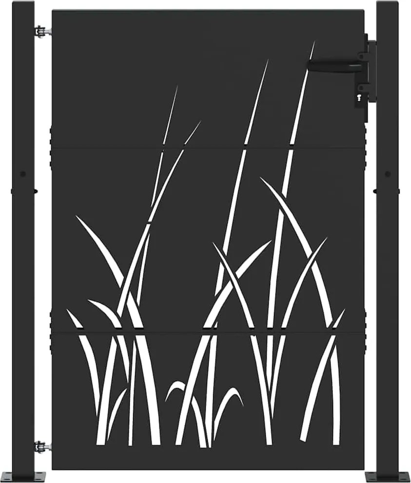 vidaXL Kerti kapu zárral Fekete 100 x 125 cm Porszórt Acél