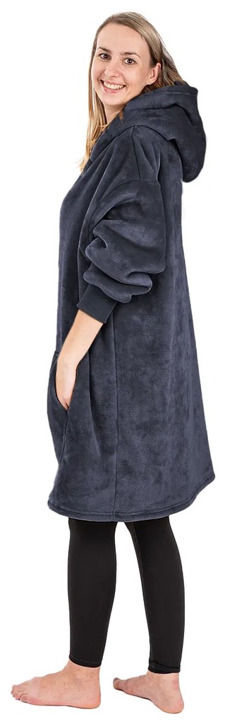 4Home Antracit mikroplüss gyapjú hatású takarópulóver, uni S - gyerek