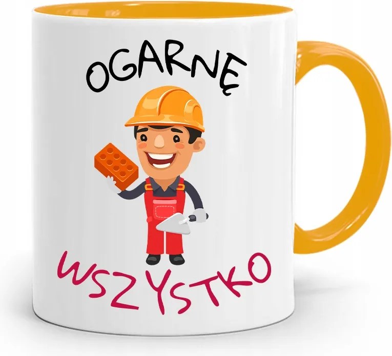 Sárga Építőipari Bögre Barkács Szakember Ajándék fényképes nyomtatással