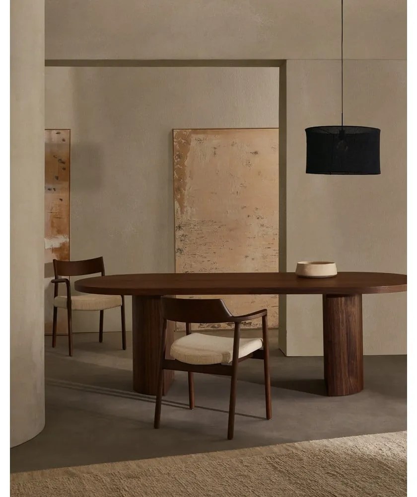 Kerek étkezőasztal diófa dekoros asztallappal 100x200 cm Nealy – Kave Home