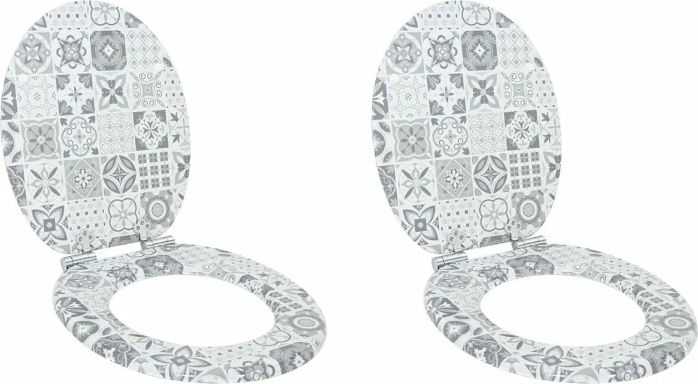 Lágy záródású WC ülőke 2 pcs Kék és fehér porcelán 44 x 38 cm