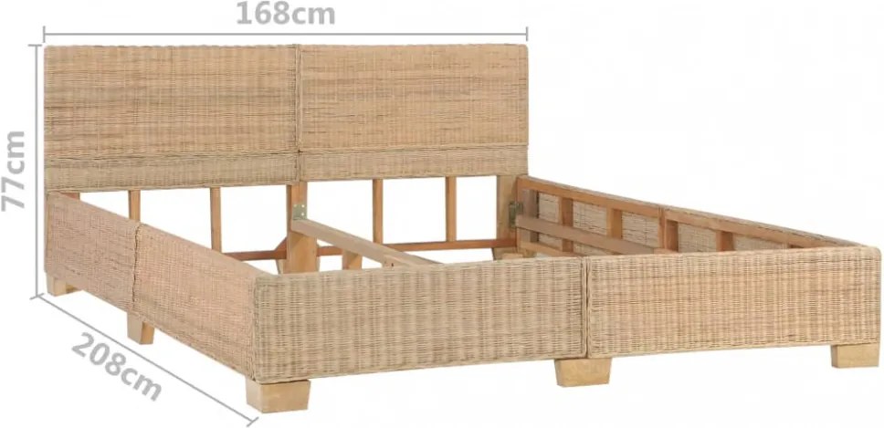 kézzel font valódi rattan ágykeret 160 x 200 cm