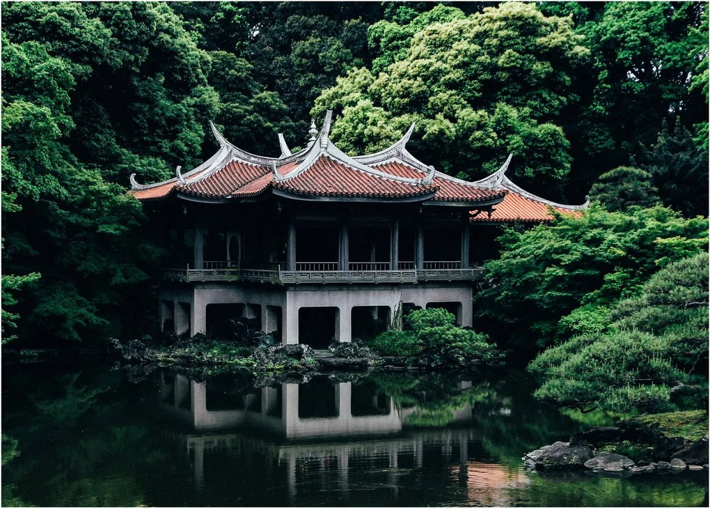 A japán nemzeti kert képe (üvegen) (70x50 cm)