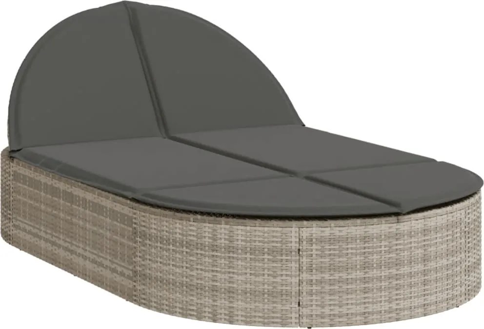 vidaXL világosszürke polyrattan dupla napozóágy párnával