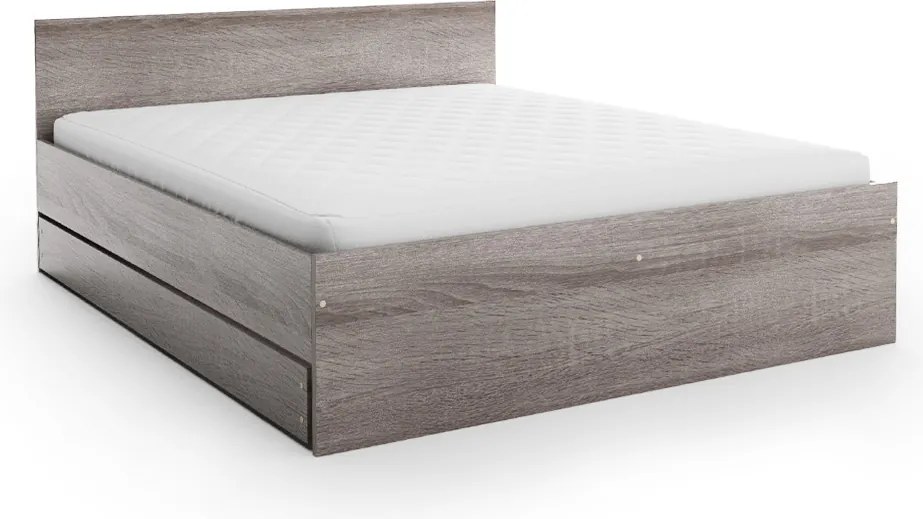 Ágy ELISA 140 x 200 cm, szarvasgomba tölgy Ágyrács: Léces ágyrács, Matrac: Sommera 18 cm matrac