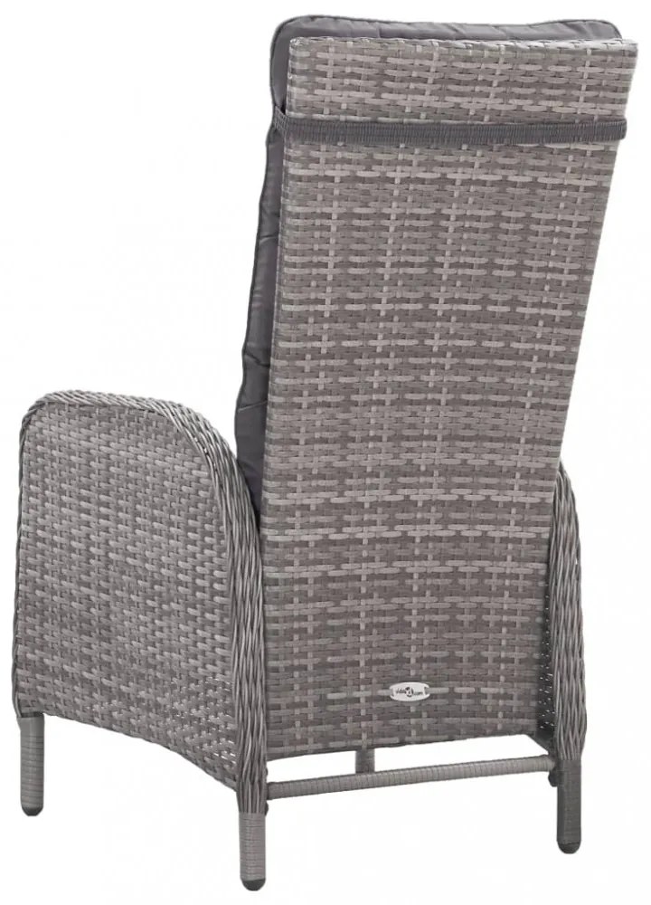 5 részes szürke polyrattan és üveg kerti étkezőgarnitúra