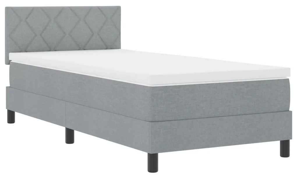 Boxspring ágy matraccal világosszürke 100x200 cm szövet