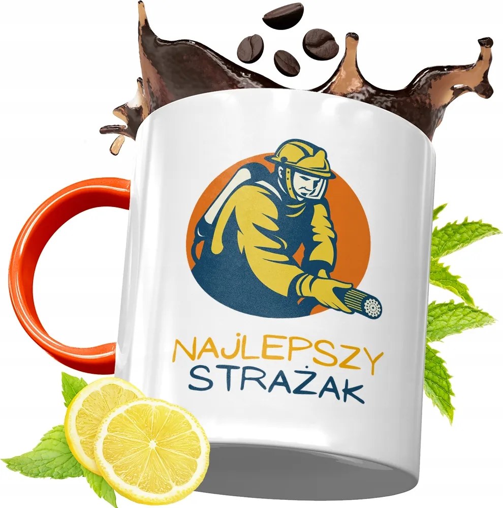 Narancssárga Bögre Tűzoltónak Tökéletes Ajándék fényképes nyomtatással