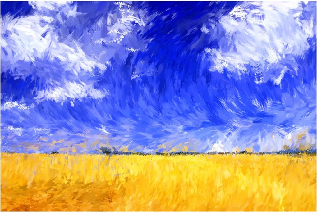 Kép - olajfestmény, arany mező (90x60 cm)