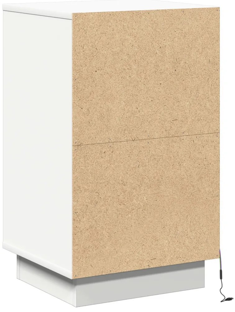 éjjeli szekrény LED világítással, fehér 39x34,5x65 cm szerelt fa