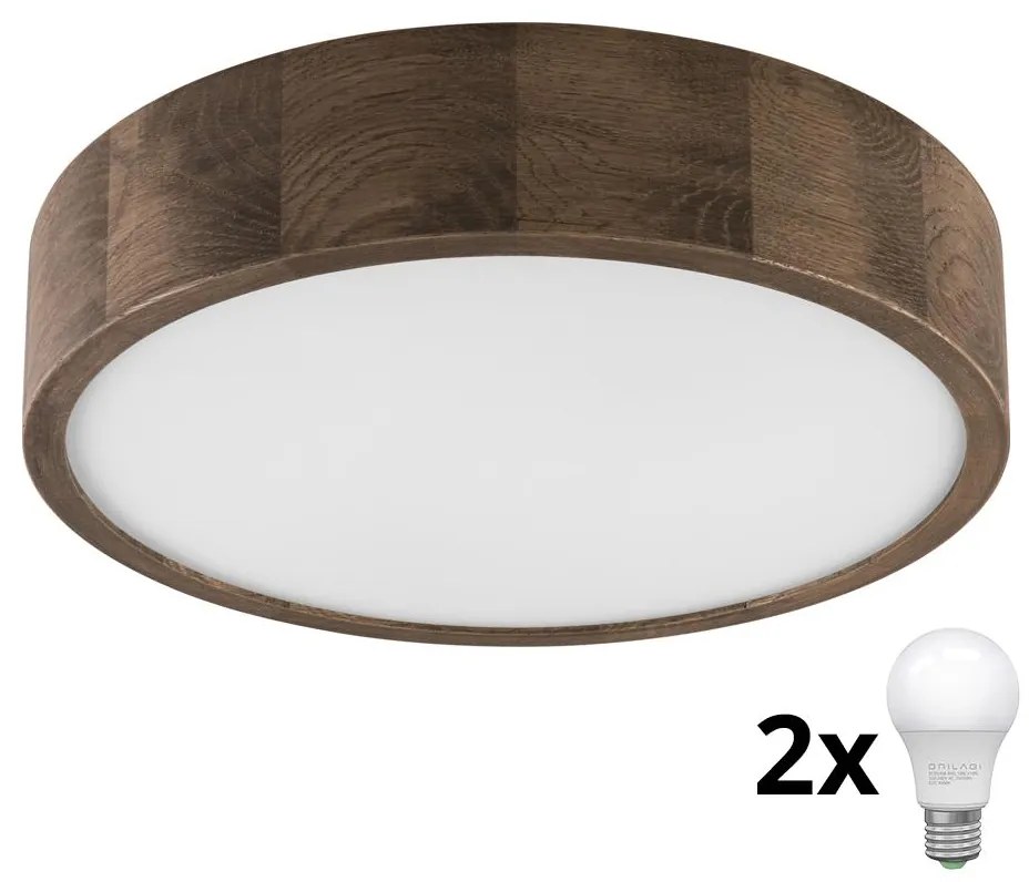 Brilagi - LED mennyezeti lámpa CARVALHO 2xE27/60W/230V tölgy-dió, Ø 37 cm