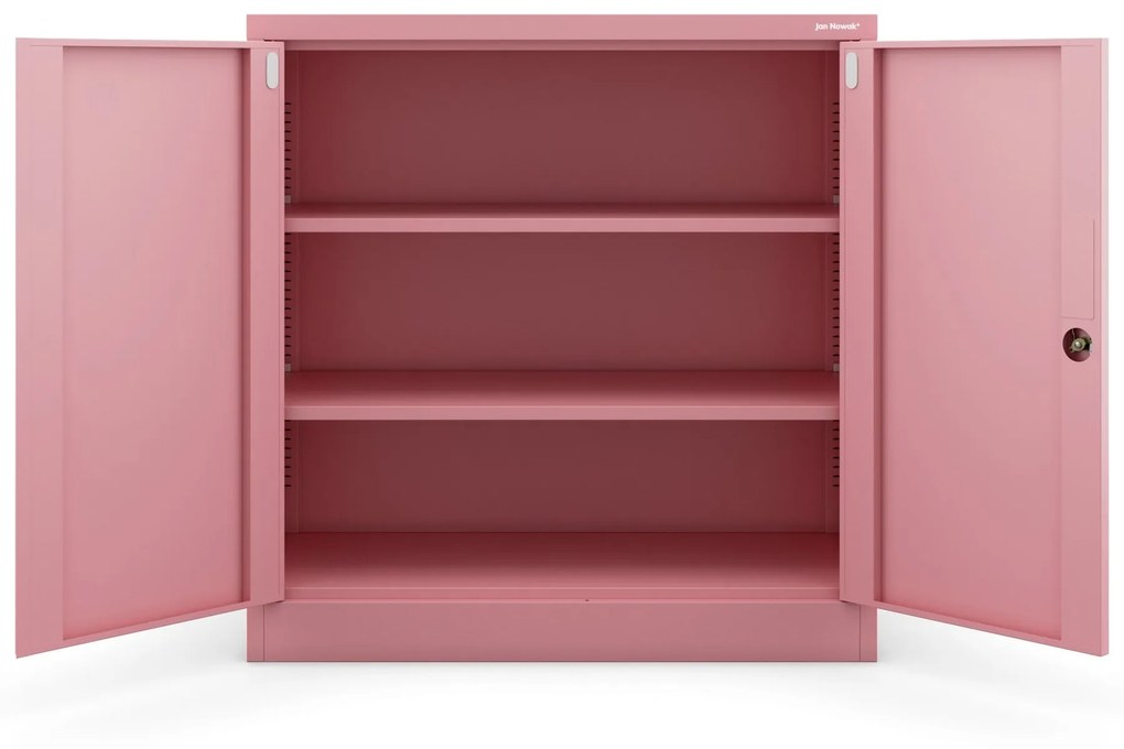 Alacsony fém irattartó szekrény BEATA, 900 x 930 x 400 mm, Fresh Style: púderrózsaszín