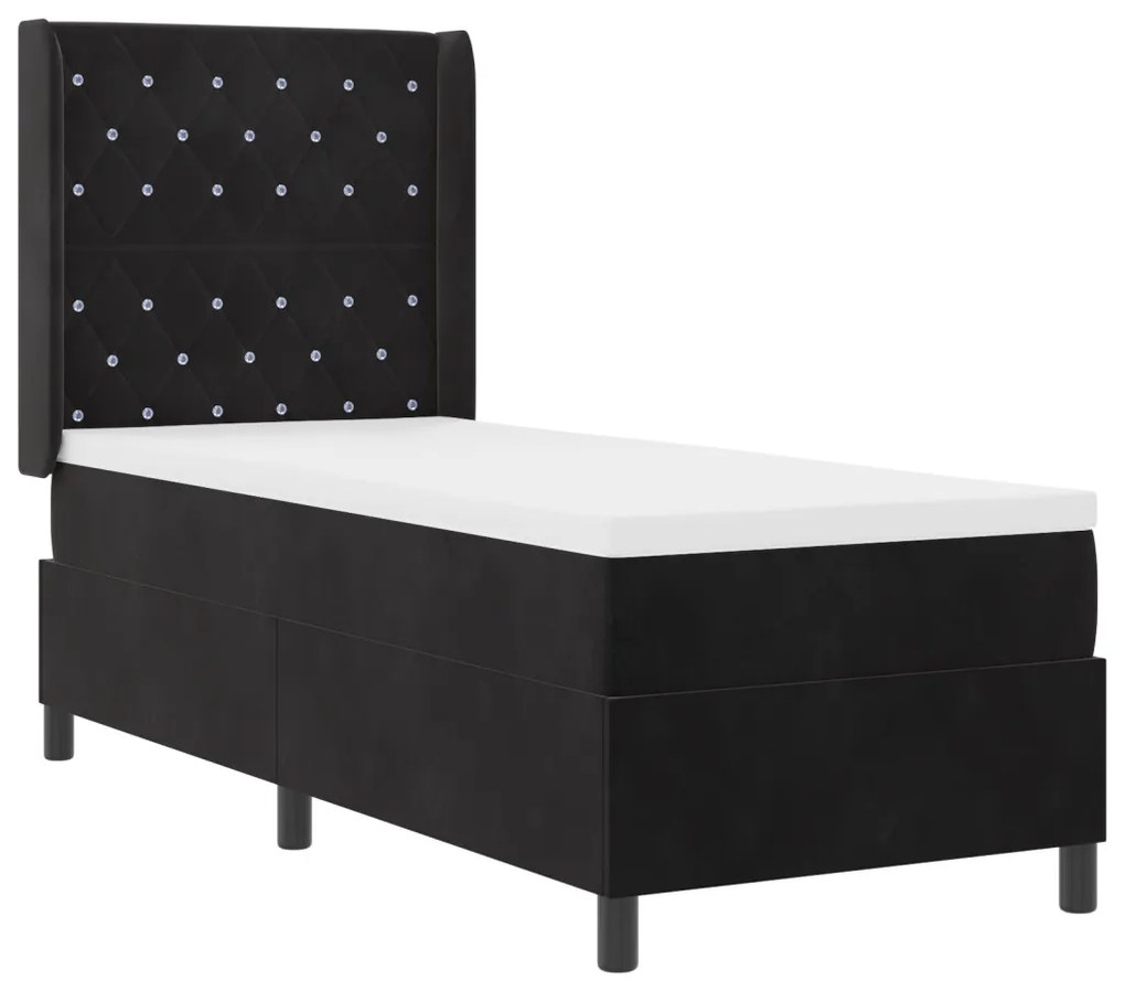 Boxspring ágy matraccal és LED világítással Fekete 80x200 cm Bársony