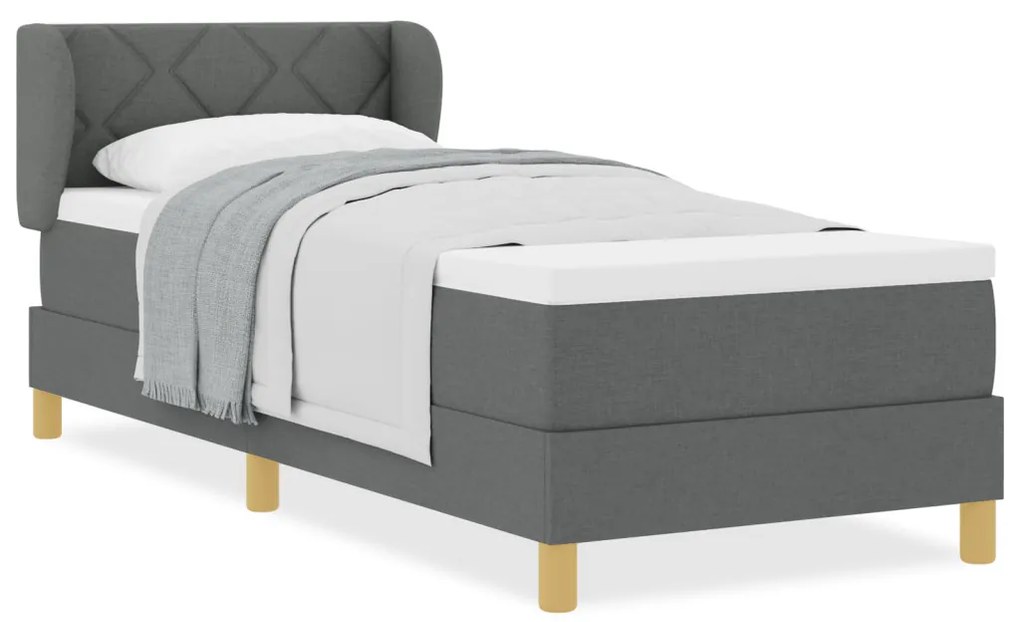 Boxspring Ágy Matraccal Sötétszürke Színben, 80x200 cm, Szövet