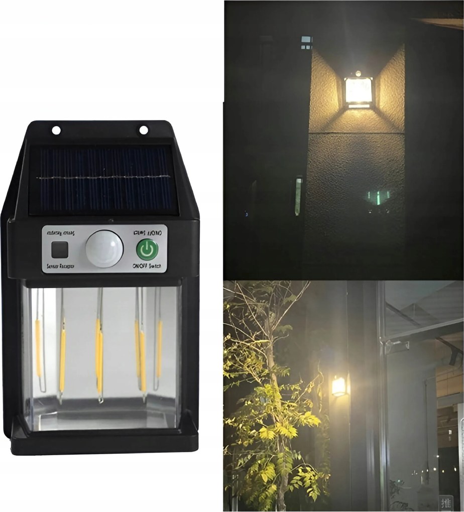 Napelemes Kerti Lámpa Erős Kültéri Led Napelemes Fali Lámpa