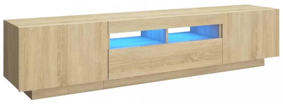 sonoma tölgy színű TV-szekrény LED-lámpákkal 180 x 35 x 40 cm