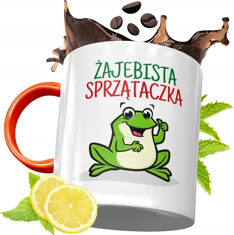 Narancssárga Bögre Takarítónőnek Ajándék fényképes nyomattal