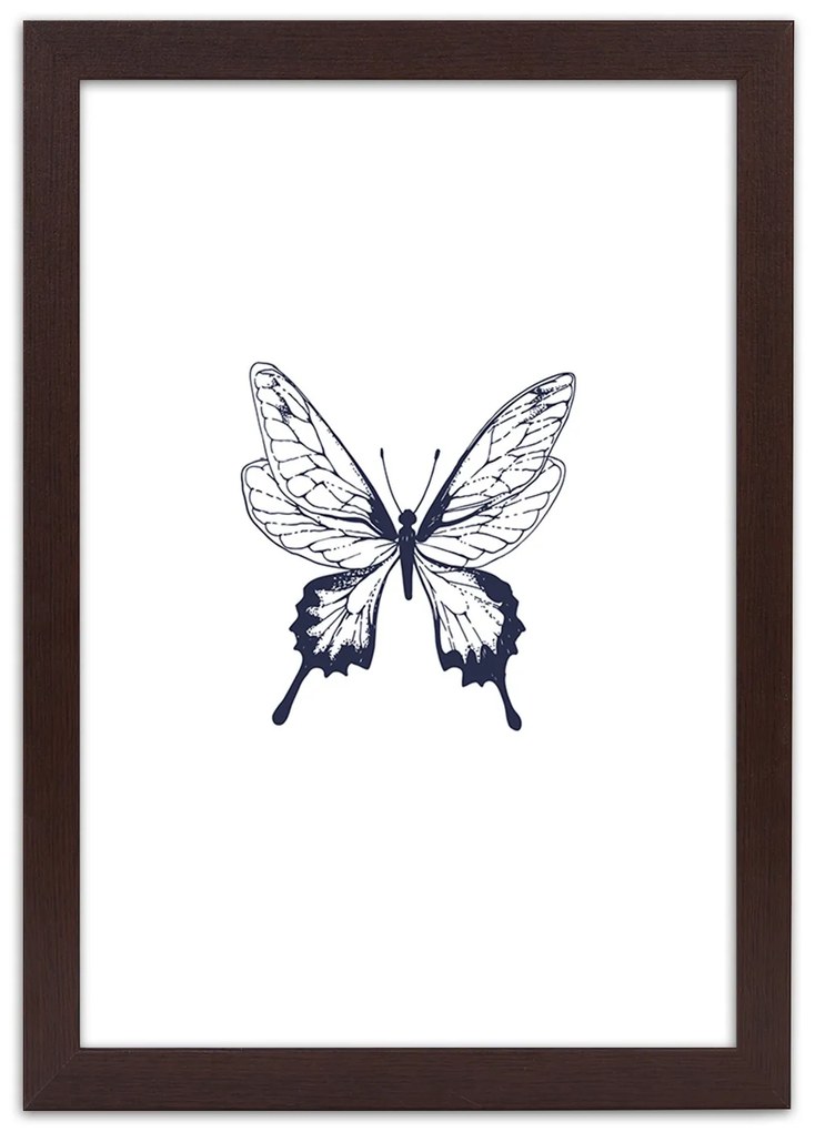 Gario Poszter rajzolt pillangó A keret színe: Fekete, Méret: 20 x 30 cm