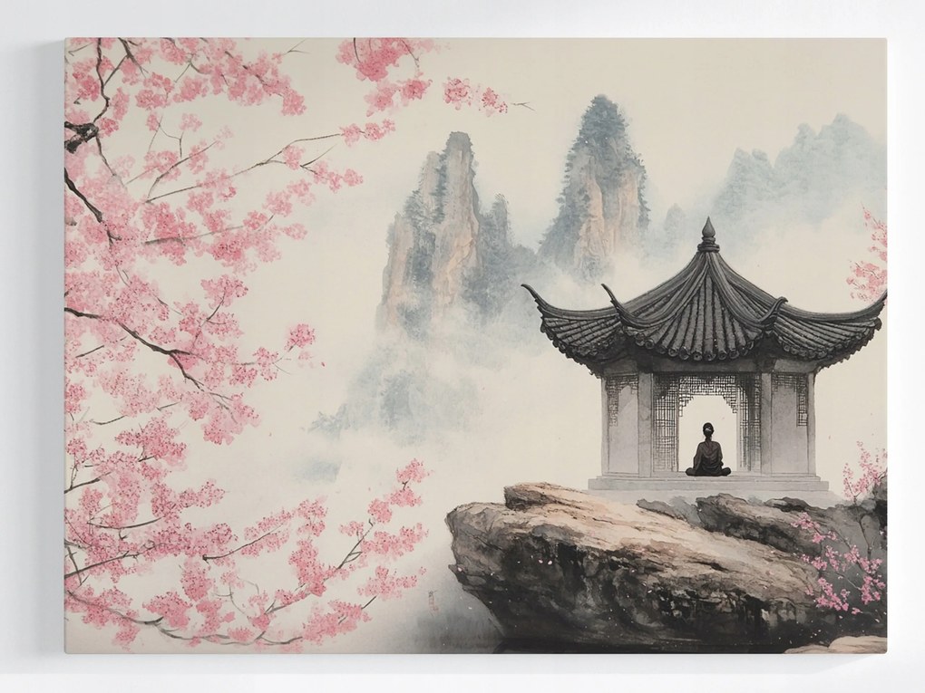 Poszter Japán Ázsia Templom Meditáció Cseresznye Hegyek 100x75