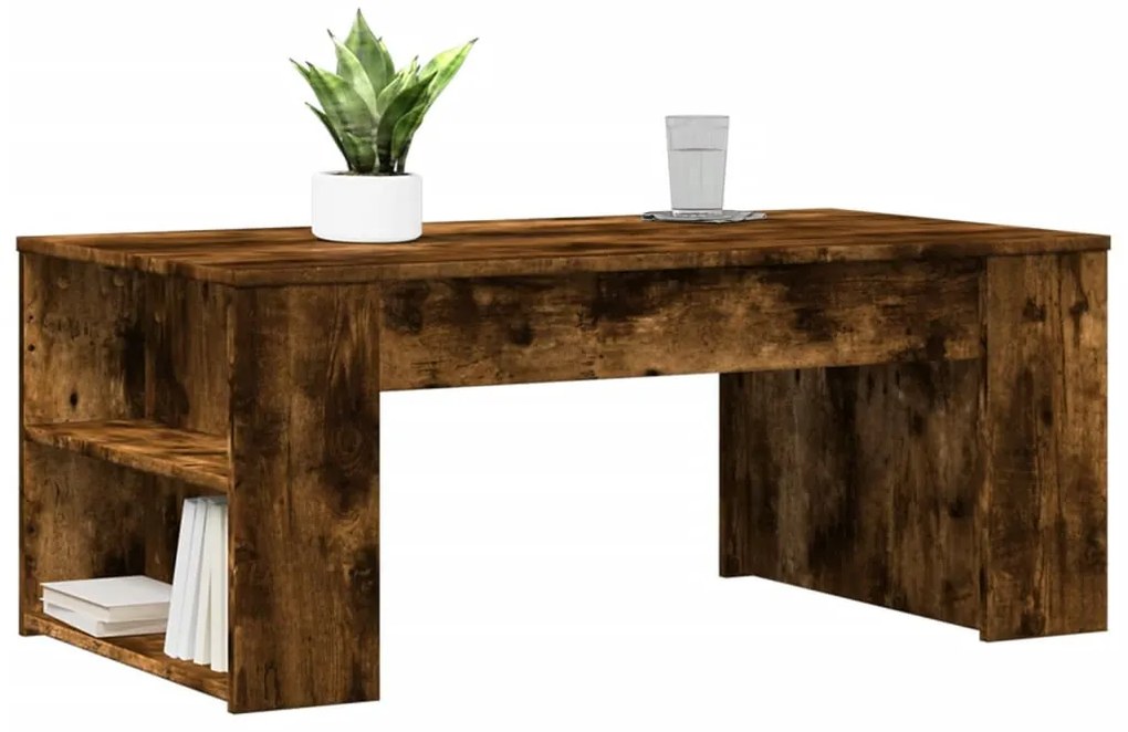 füstös tölgy színű szerelt fa dohányzóasztal 102 x 55 x 42 cm