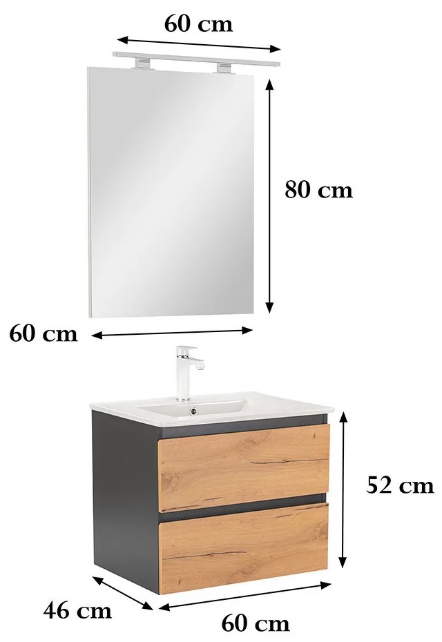 Vario Forte 60 Fürdőszoba komplett szekrény