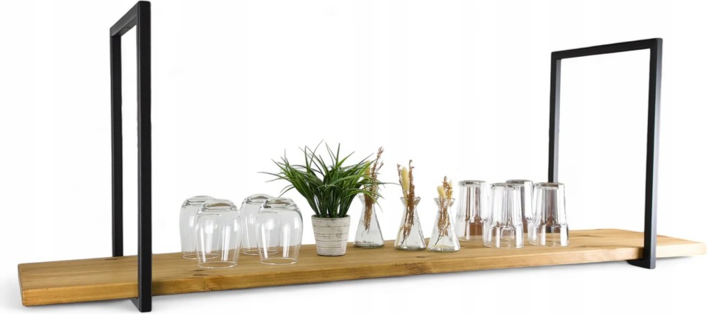 Mennyezeti akasztós polc Loft Industrial Tömör fa 40cm x 30cm