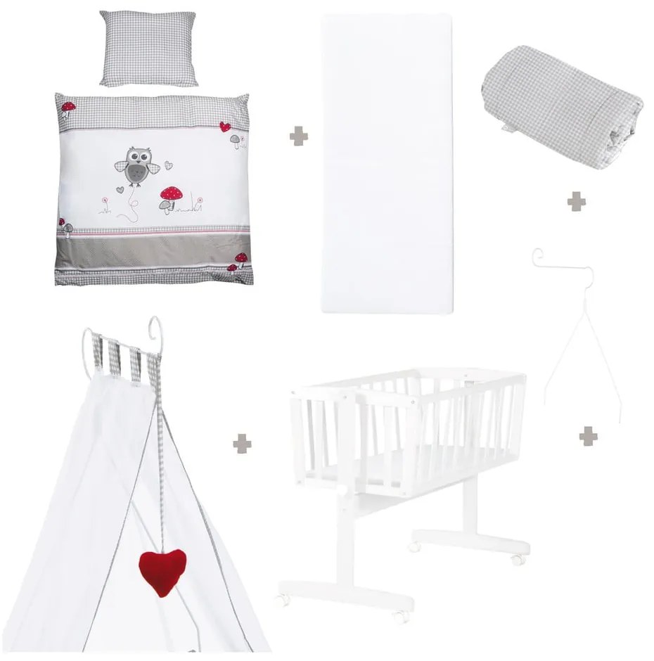 Fehér gurulós baldachinos bölcső 40x90 cm Adam &amp; Eule – Roba