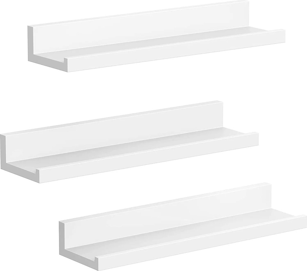 Falipolc 3 db-os szett, lebegő polc képkeretekhez, fehér