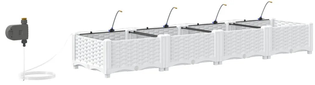 Kerti ültetők Fehér 160 x 40 x 22 cm Acél