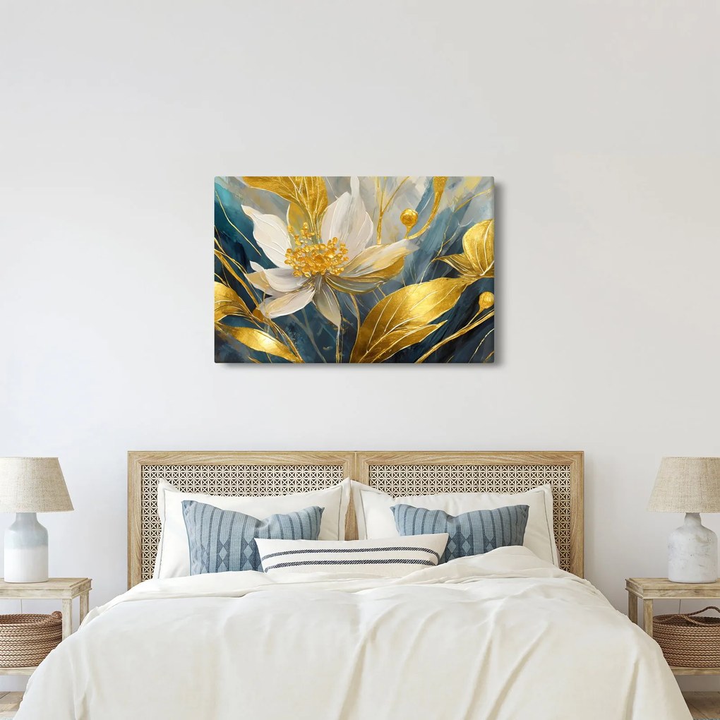 Kép - Festmény arany virágok (90x60 cm)