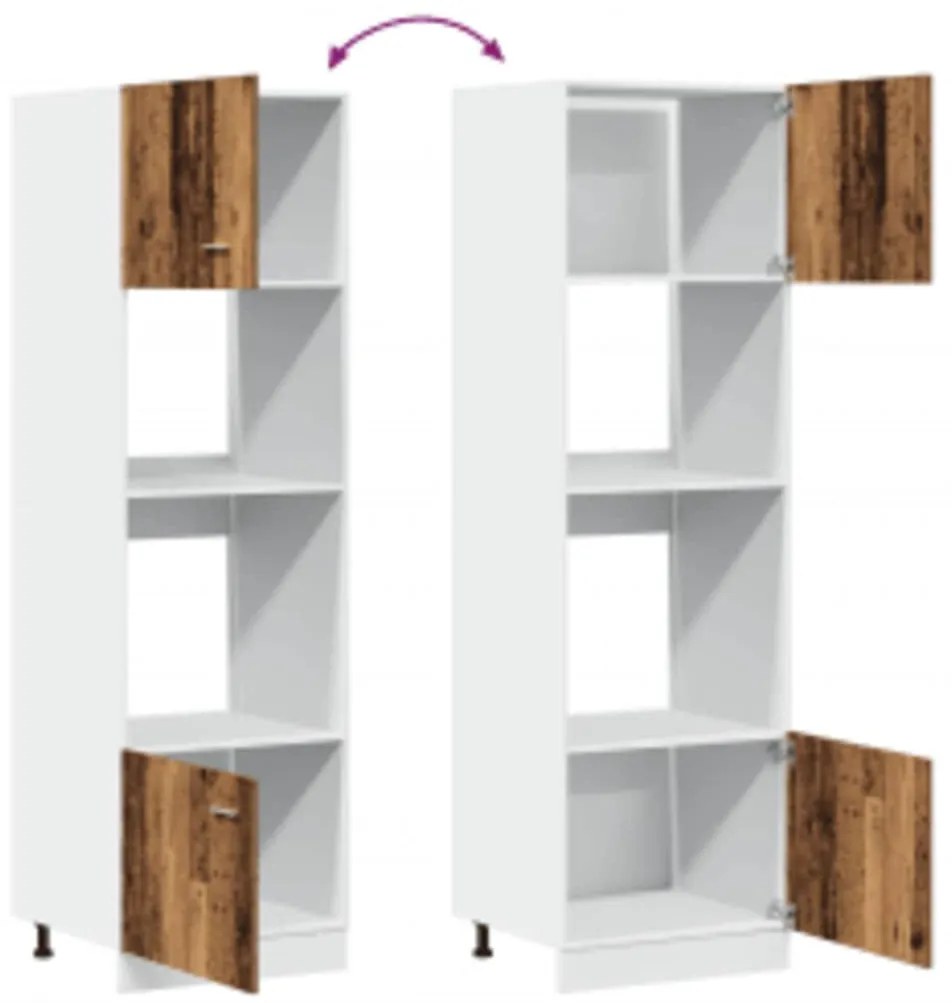 antik fa szerelt fa mikrohullámú szekrény 60 x 57 x 207 cm