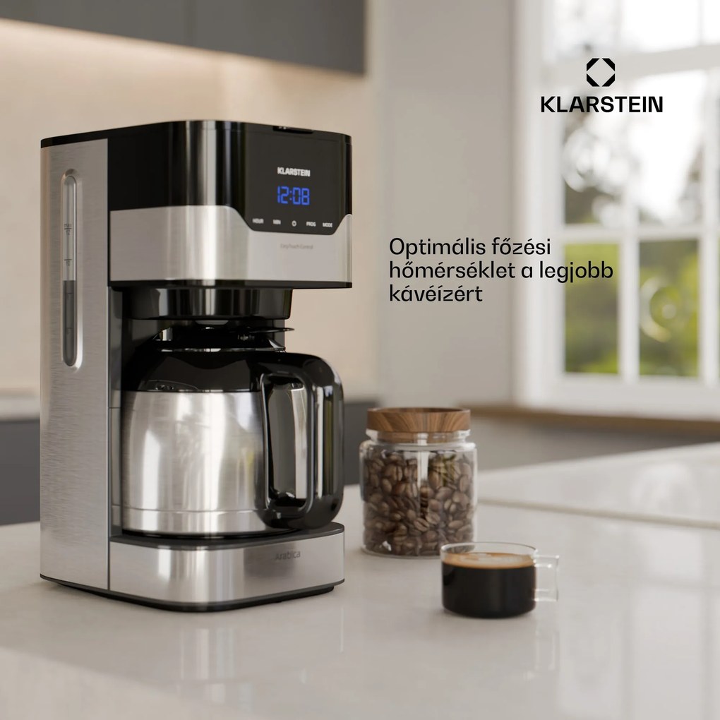 Klarstein Arabica 1.2, kávéfőző, 1.2 l, EasyTouch Control, ezüst/fekete