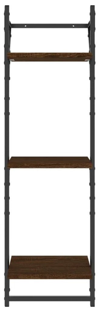 2 db 3 szintes barna tölgy színű fali polc rúddal 30x25x100 cm