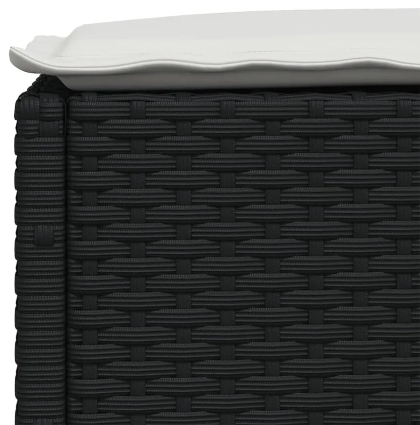 fekete polyrattan kerti szék párnával 63,5 x 56 x 32 cm