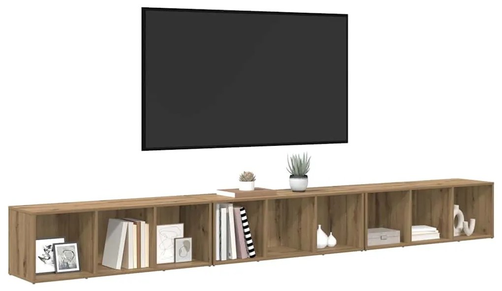 TV szekrény 3 pcs kézműves tölgy 37 x 35 x 107.5 cm Műanyag Fa
