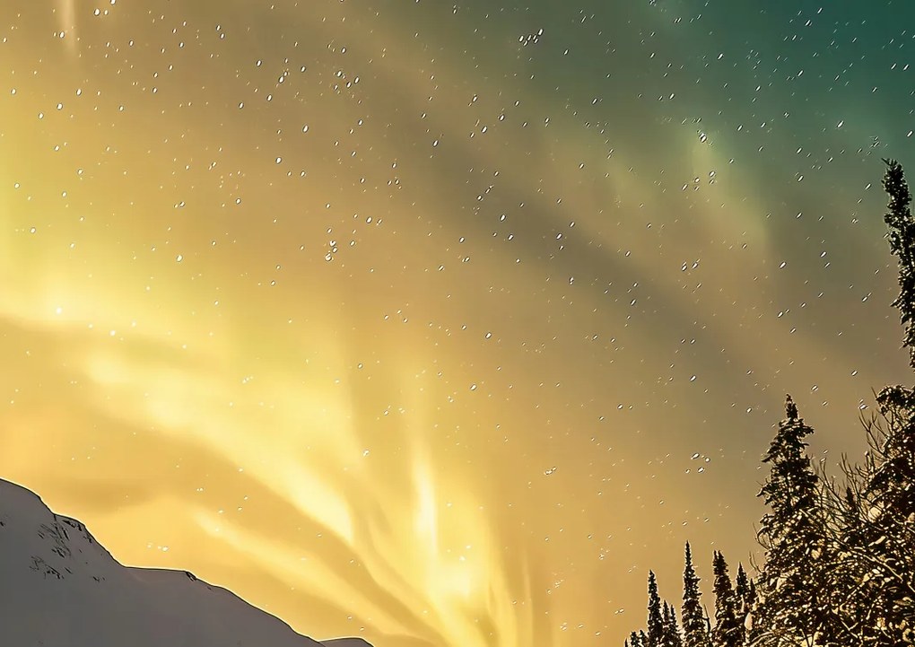 Poszter 59,4x42cm Északi fény Télen