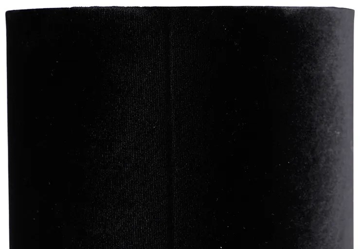 Modern asztali lámpa fekete fekete bársony árnyékolóval - Rich