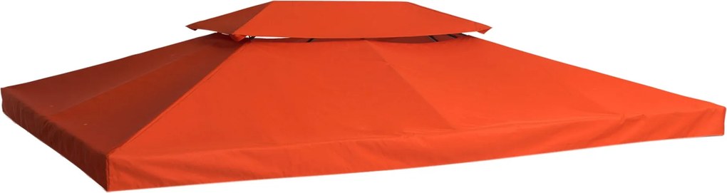 Outsunny Csere Tető Fém Pavilonhoz 3x4m Vízlepergető Pavilon Tető Kéttetős, Csere Fedezék Kert Pavilon Parti Sátor Pavilon Poliészter Rozsdabarna | Ao