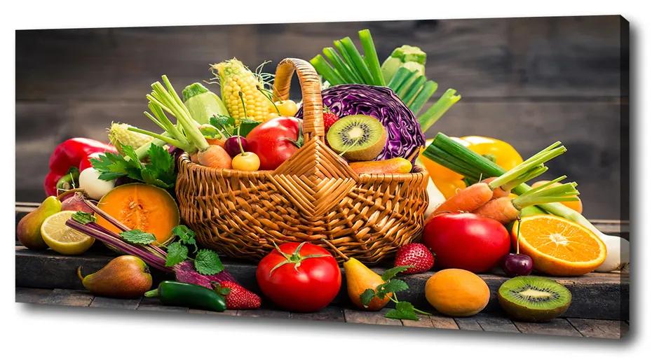 Fali vászonkép Egy kosár gyümölcs zöldség pl-oc-125x50-f-113708770