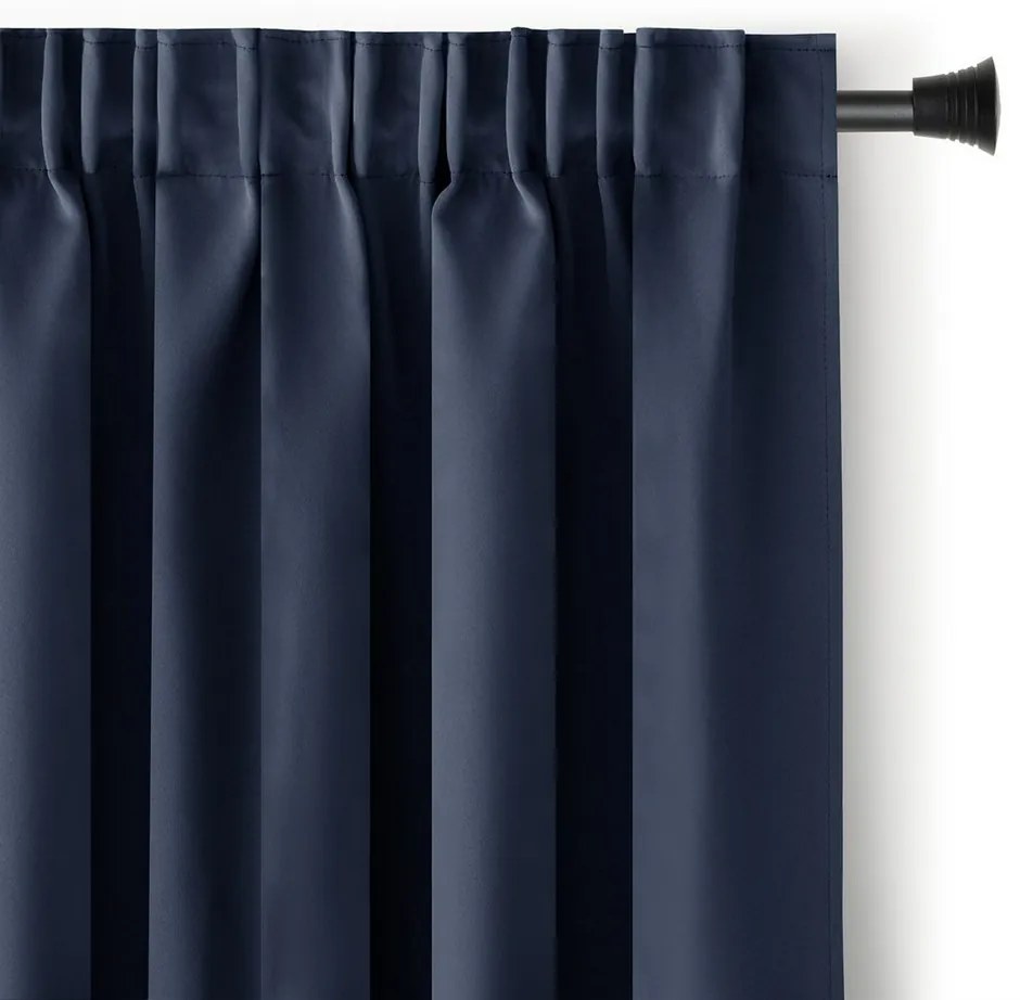 AmeliaHome Blackout Oxford Pleat függöny, indigó, 140 x 245 cm