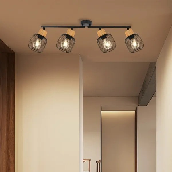 Brilagi - Spotlámpa BASKLITE 4xE27/15W/230V kaucsukfa/fekete