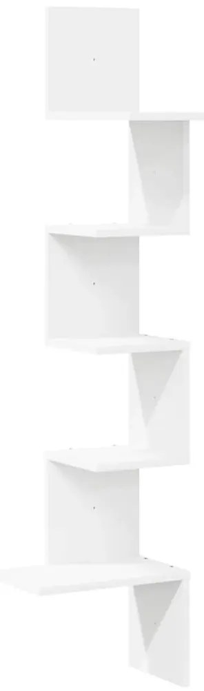 fehér forgácslap fali sarokpolc 32x32x127,5 cm