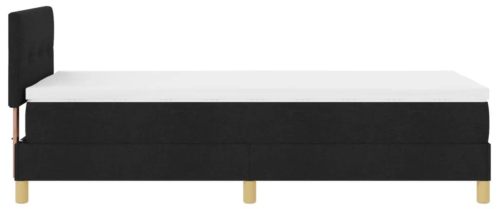 Box spring ágy puha matraccal, fekete, 90x190 cm, szövet