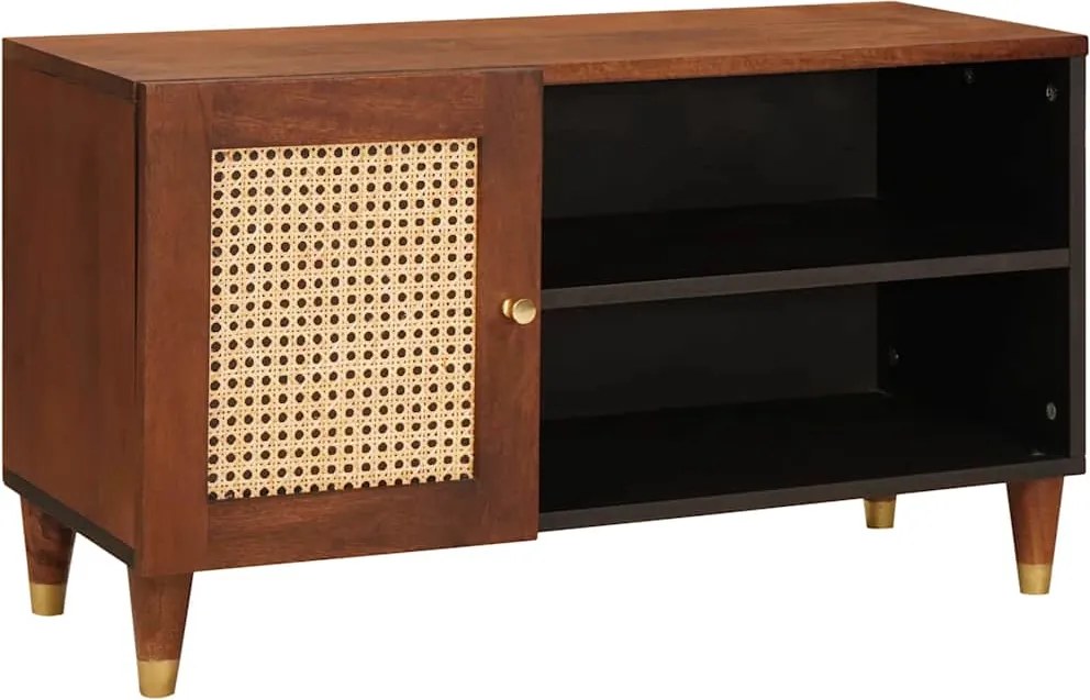 vidaXL TV szekrény polcokkal Barna 80 x 31,5 x 46 cm Tömör Mangófát