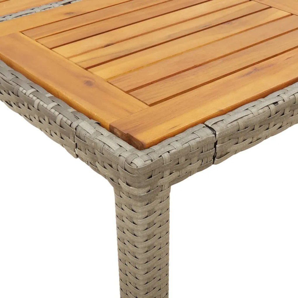 3részes szürke polyrattan/akácfa kerti étkezőgarnitúra párnával