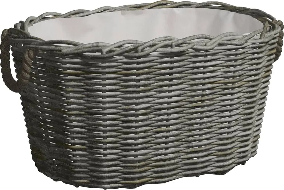 vidaXL szürke fűzfa tűzifatároló kosár fogantyúkkal 59 x 42 x 28 cm