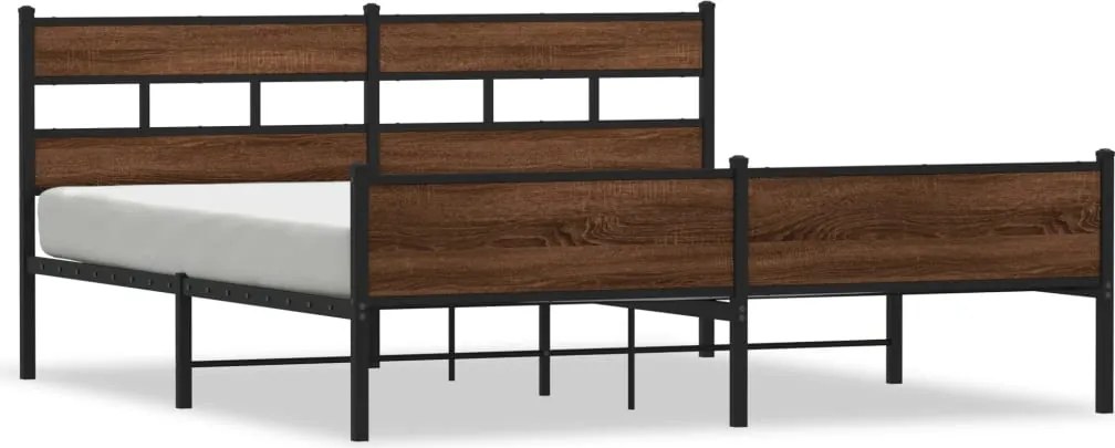 vidaXL barna tölgy színű fém ágykeret matrac nélkül 193 x 203 cm
