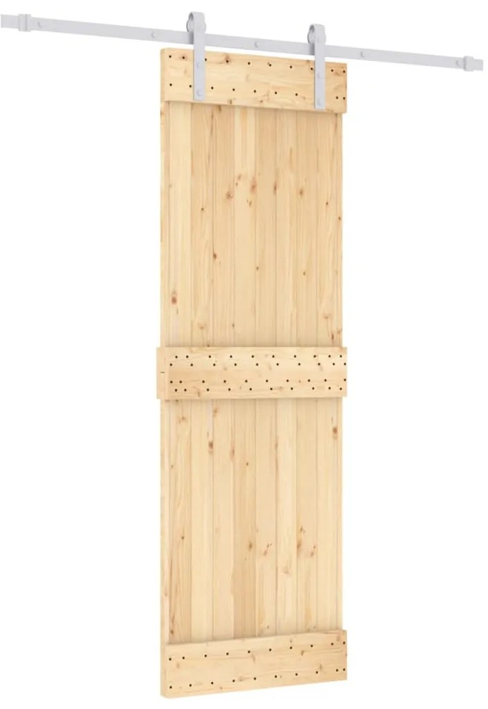Tömör fenyőfa tolóajtó fémszerelék szettel 70 x 210 cm